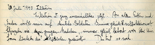 Tagebuchauszug, 20. 7. 1940