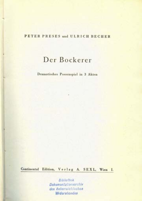 Ulrich Becher / Peter Preses: Der Bockerer 