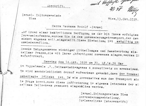 Mitteilung IKG, 13. 10. 1939
