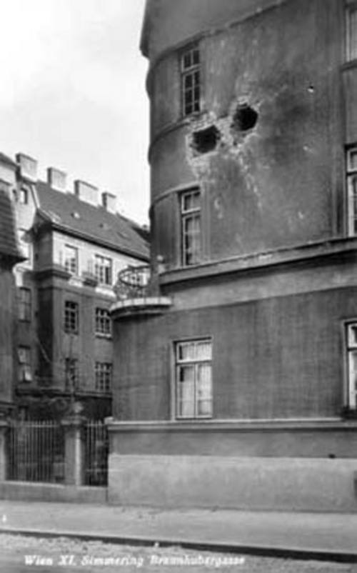 Februar 1934: Artillerie-Einschläge (Braunhubergasse, Wien-Simmering)