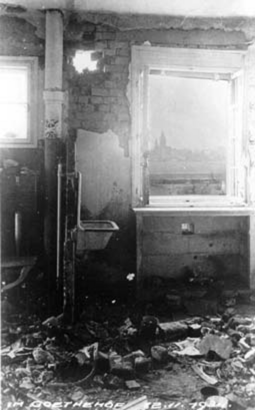 Februar 1934: Zerstörte Wohnung im Goethe-Hof