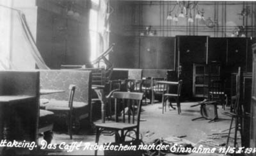 Februar 1934: Café Arbeiterheim (Innenansicht)