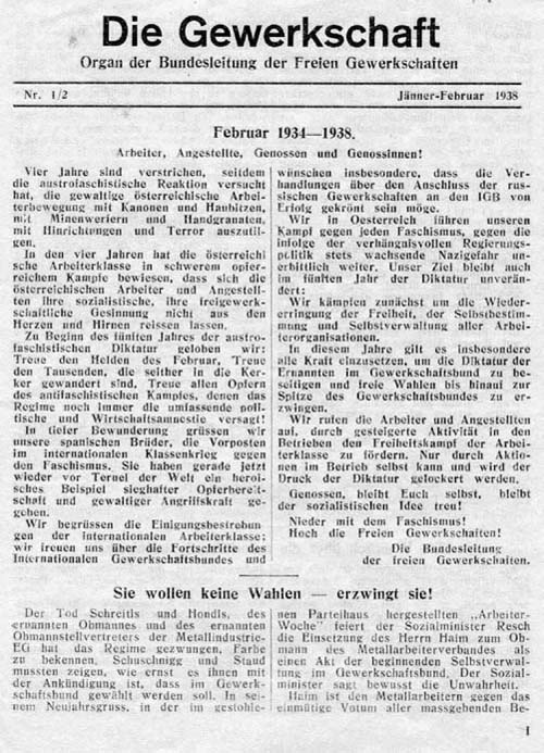 Die Gewerkschaft, Nr. 1/2, Jänner - Februar 1938