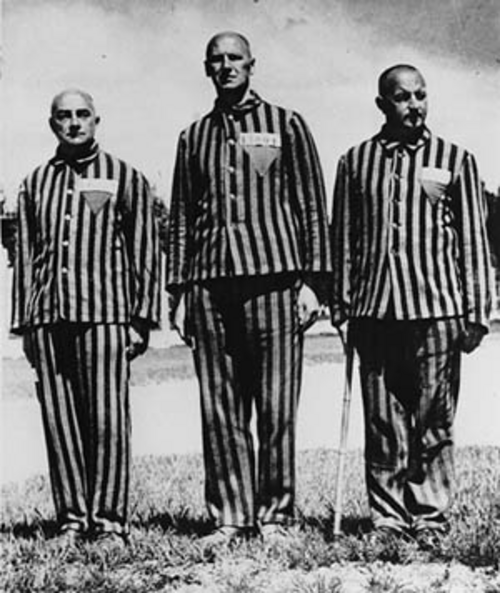 Alfons Gorbach, Karl Maria Stepan und Franz Zelburg (v. r. n. l.) im KZ Dachau. Gorbach war 1961-1964 österreichischer Bundeskanzler. Foto: DÖW