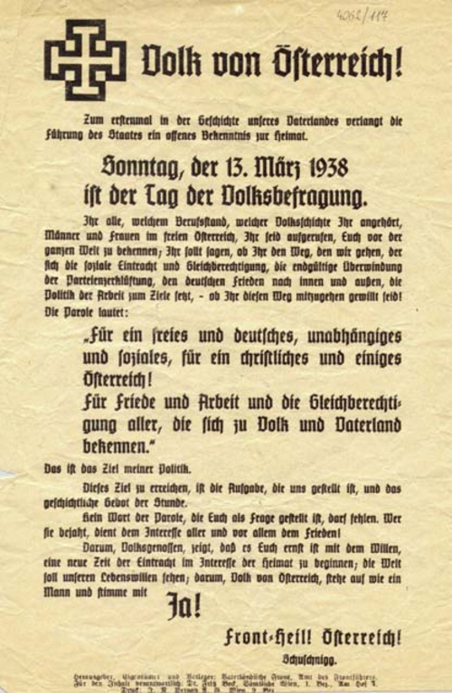 Flugblatt der Vaterländischen Front