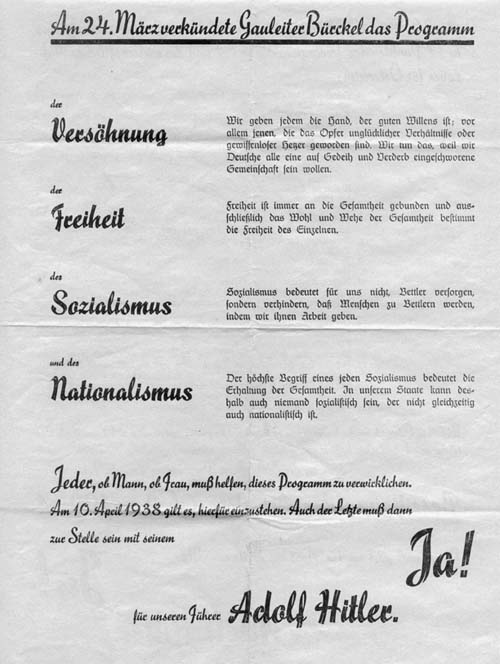 NS-Propaganda ("Volksabstimmung", 10. April 1938)