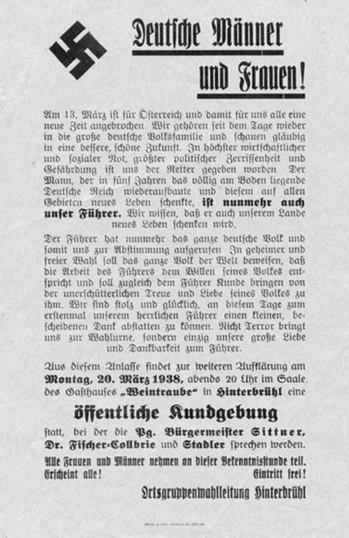 NS-Propaganda ("Volksabstimmung", 10. April 1938)