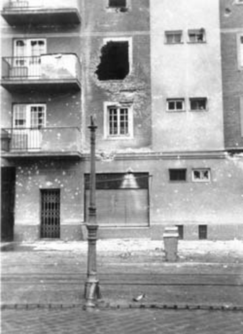 Februar 1934: Goethe-Hof nach der Beschießung