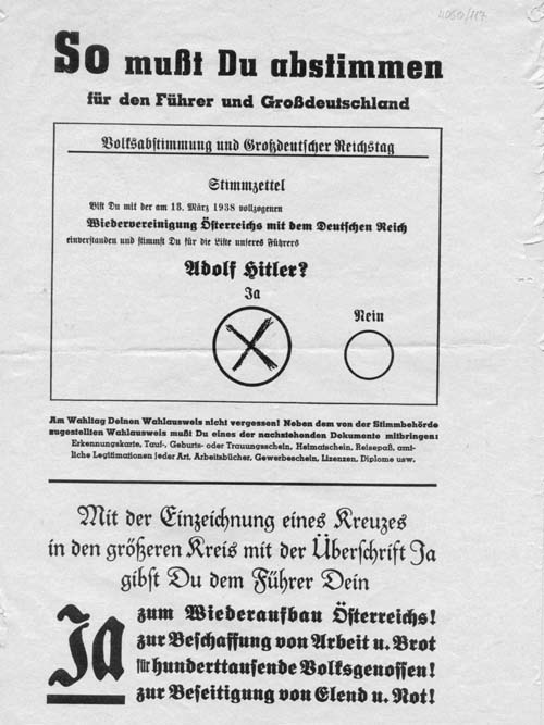 NS-Propaganda ("Volksabstimmung", 10. April 1938)