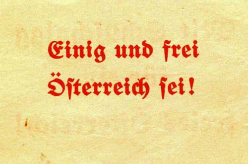 Streuzettel zur geplanten Volksbefragung (13. März 1938); Rückseite: Mit Schuschnigg für ein freies Österreich!
