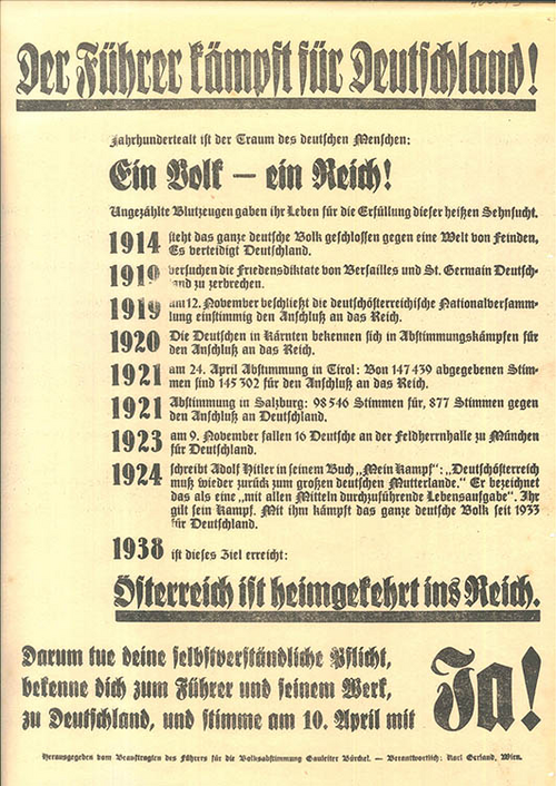 NS-Propaganda ("Volksabstimmung", 10. April 1938)