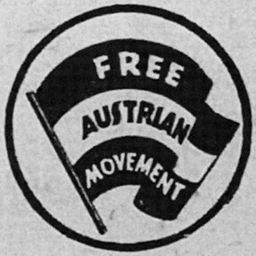 Free Austria Movement Sticker. Foto: Young Austria, Periodical of the Austrian Youth in Great Britain, IV. Jahrgang, Nr. 18, September 1942, S. 2.