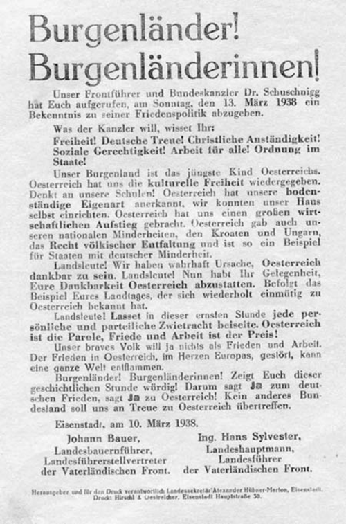 Flugblatt der Vaterländischen Front