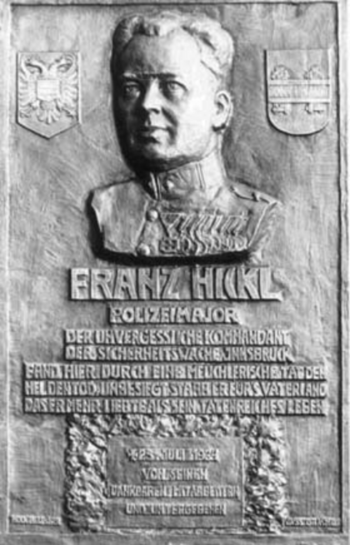 NS-Juliputsch 1934: Gedenktafel für Franz Hickl (Innsbruck))