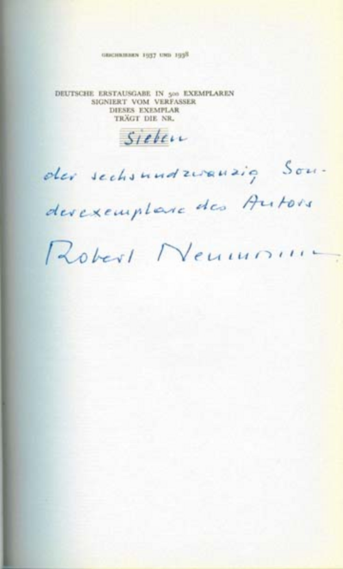 Von Robert Neumann signierte Erstausgabe