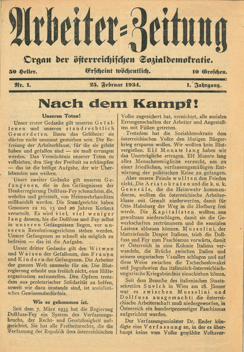 Arbeiter-Zeitung, Februar 1934