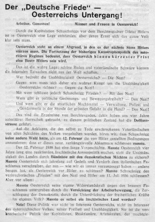 Flugblatt des ZK der Revolutionären Sozialisten