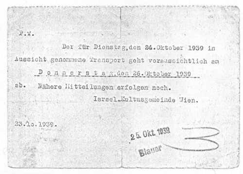 Mitteilung IKG, 23. 10. 1939